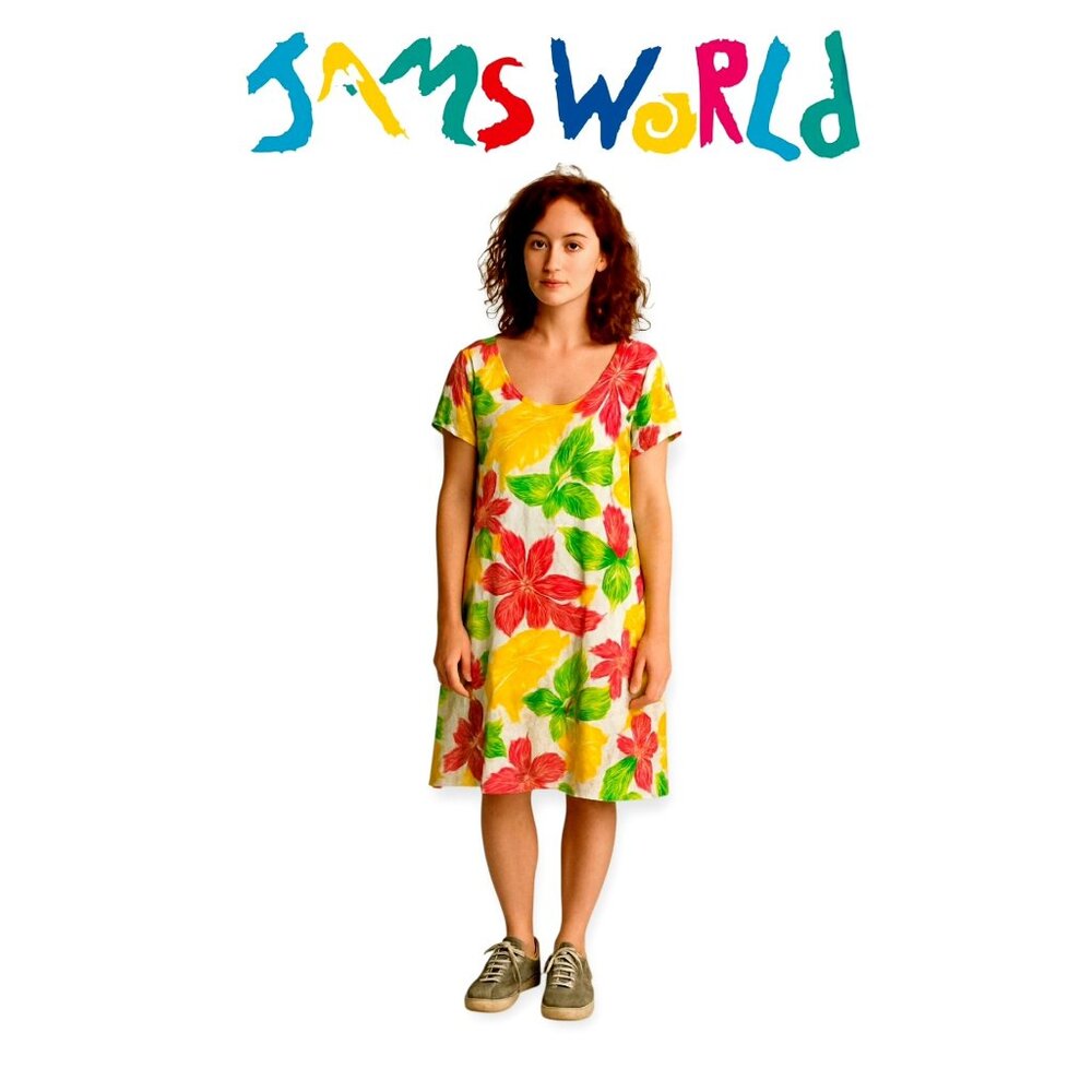 90s Jams World Vintage Hawaiian Floral Midi Dress Size L Retro Summer Vibe Style